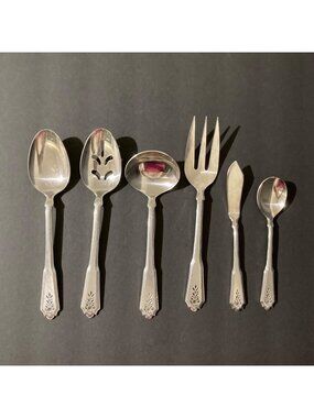 Rogers Stanley Roberts Norcrest Brentwood Stainless Flatware 6 Piece Serving Set